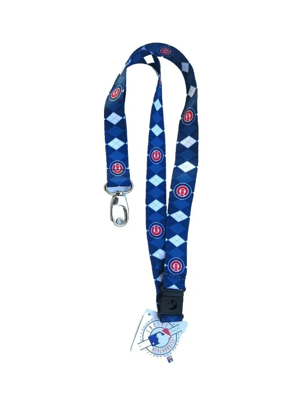 Chicago Cubs Lanyard Keychain Argyle Reversible With Clip MLB New